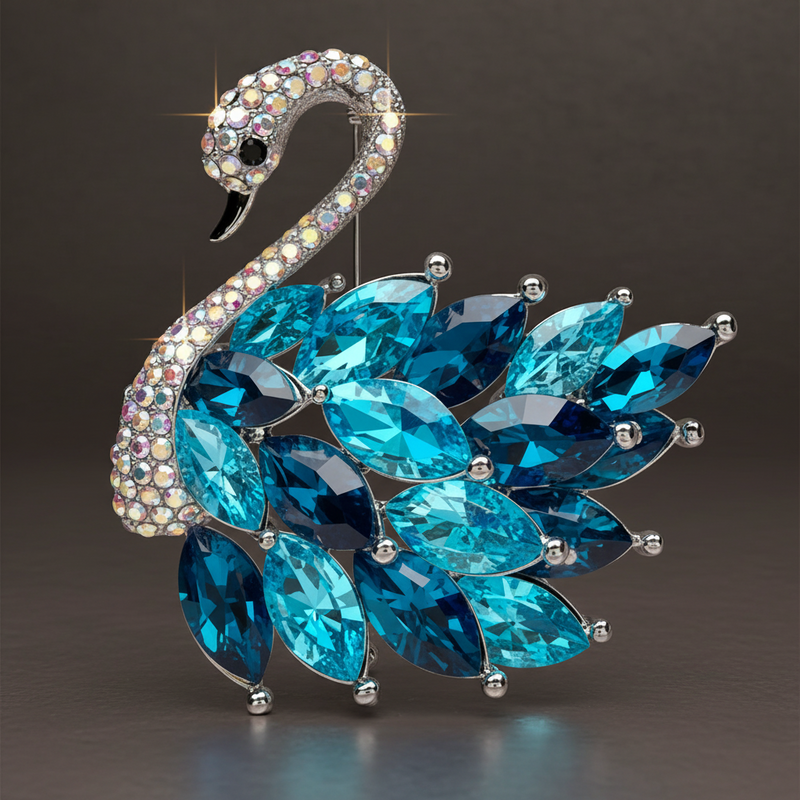 Majestic Crystal Swan Brooch - ZOHARAS VOGUE