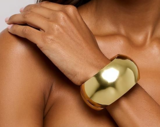 Gold wide chunky bangle wide bracelet by ZoharasVogue 