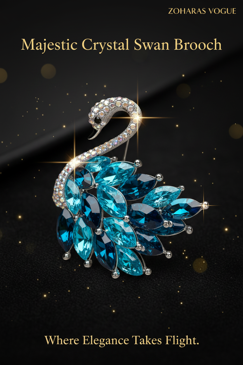 Majestic Crystal Swan Brooch - ZOHARAS VOGUE
