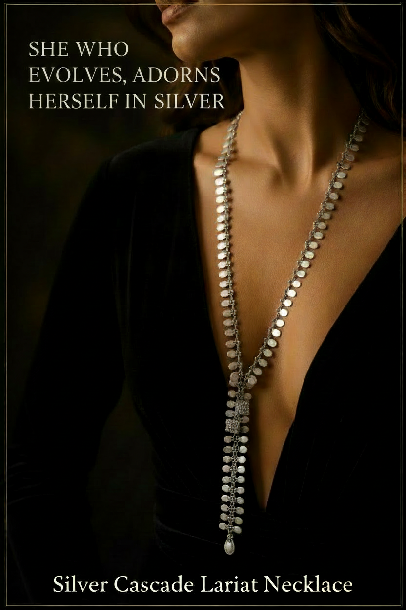Silver Cascade Lariat Necklace - ZOHARAS VOGUE