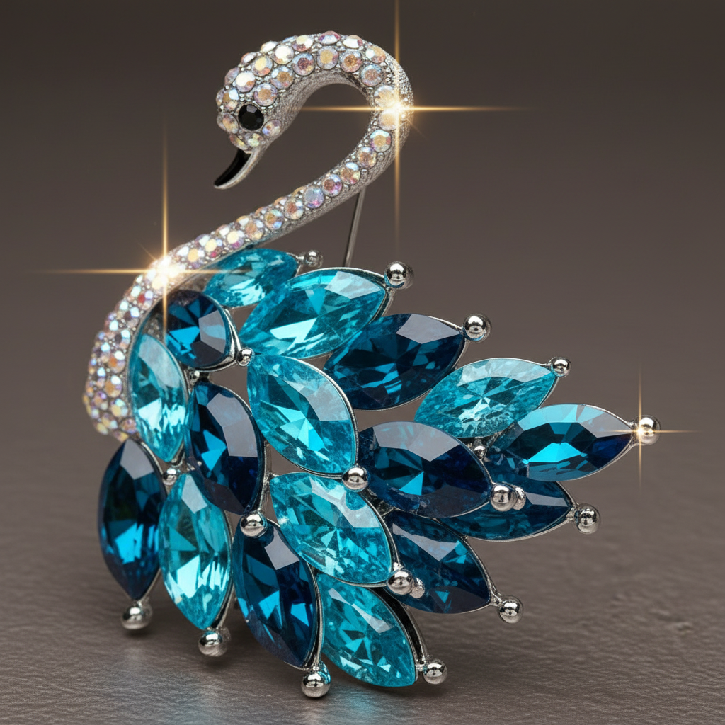 Majestic Crystal Swan Brooch - ZOHARAS VOGUE
