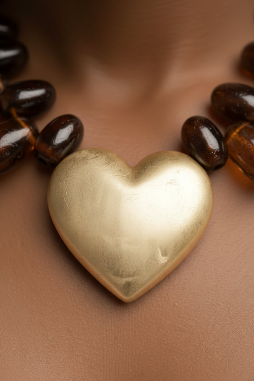 bold amber-toned statement necklace with layered beads and a textured oversized _ZoharasVogue 