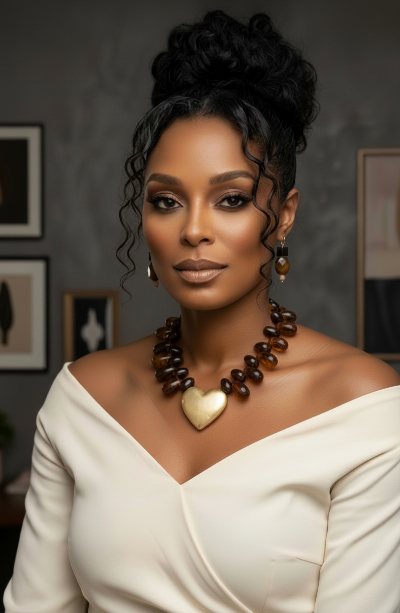 bold amber-toned statement necklace with layered beads and a textured oversized _ZoharasVogue 