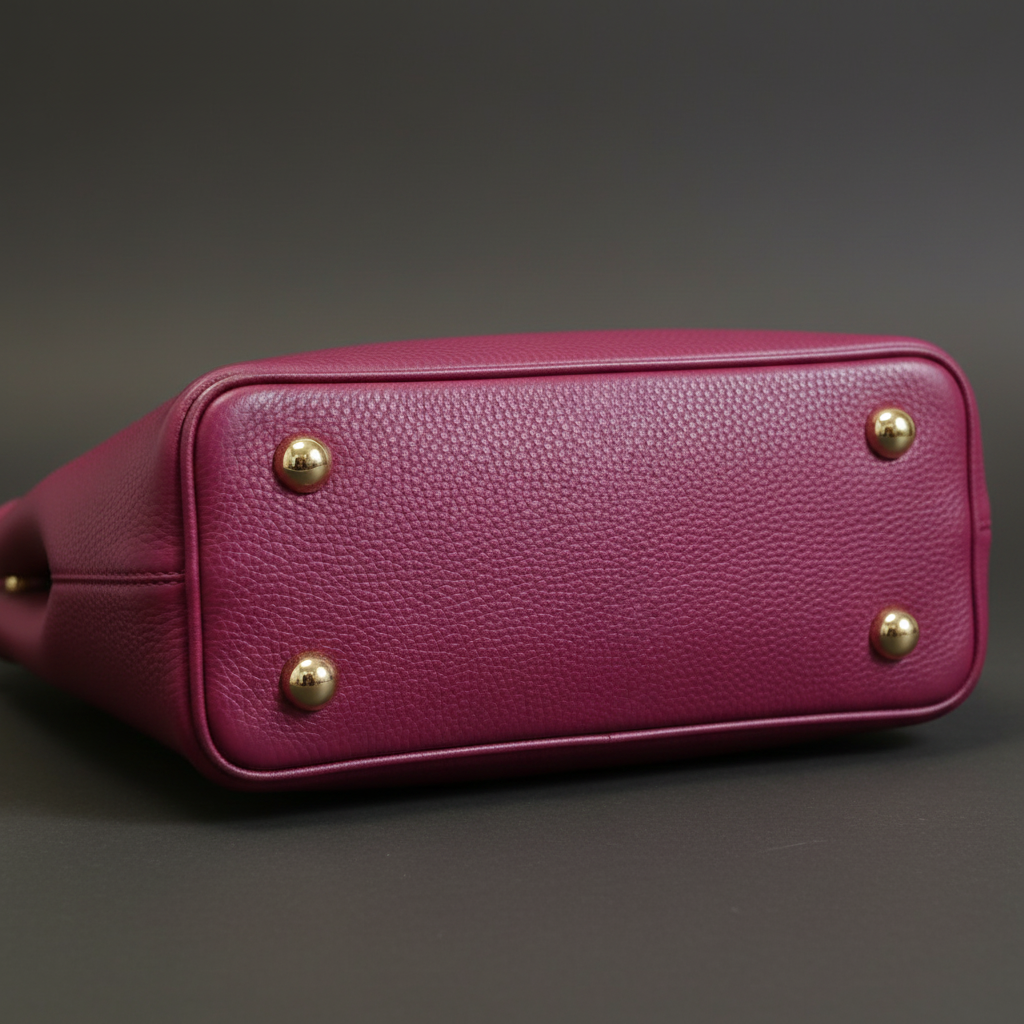 Valencia Rue Bag – handcrafted Italian calfskin leather handbag with bamboo handles, light gold hardware, and bamboo clasp closure, featuring dual compartments and an adjustable shoulder strap for refined everyday elegance.