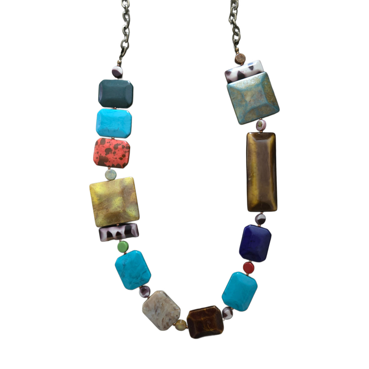 Boho Mosaic Chunky Gemstone Necklace ZOHARAS VOGUE