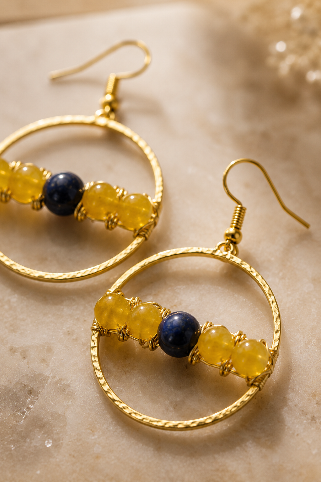Lapis & Citrine Gold Hoop Earrings - ZOHARAS VOGUE