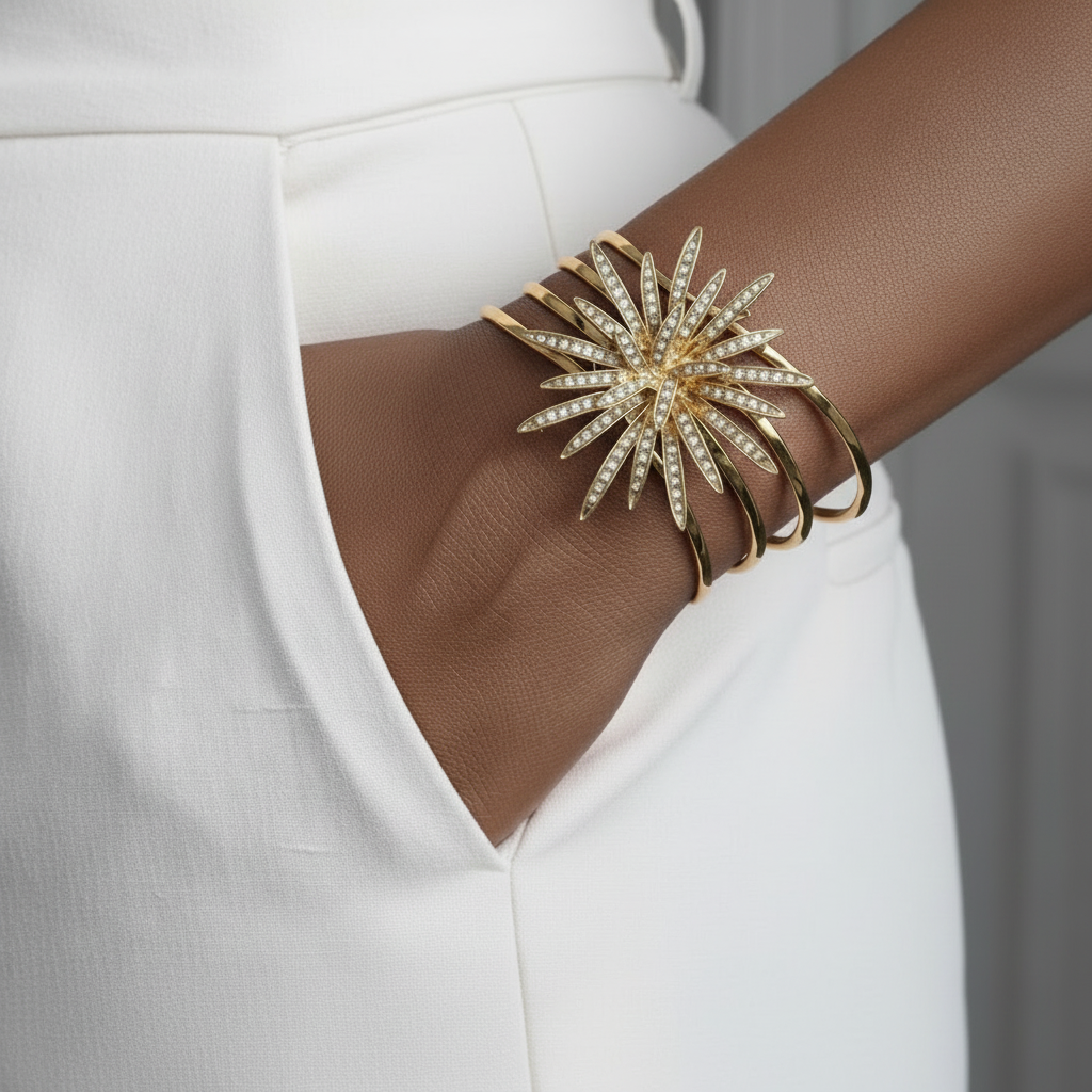 Solar Flare Hammered Brass Multi-Layer Cuff - ZOHARAS VOGUE
