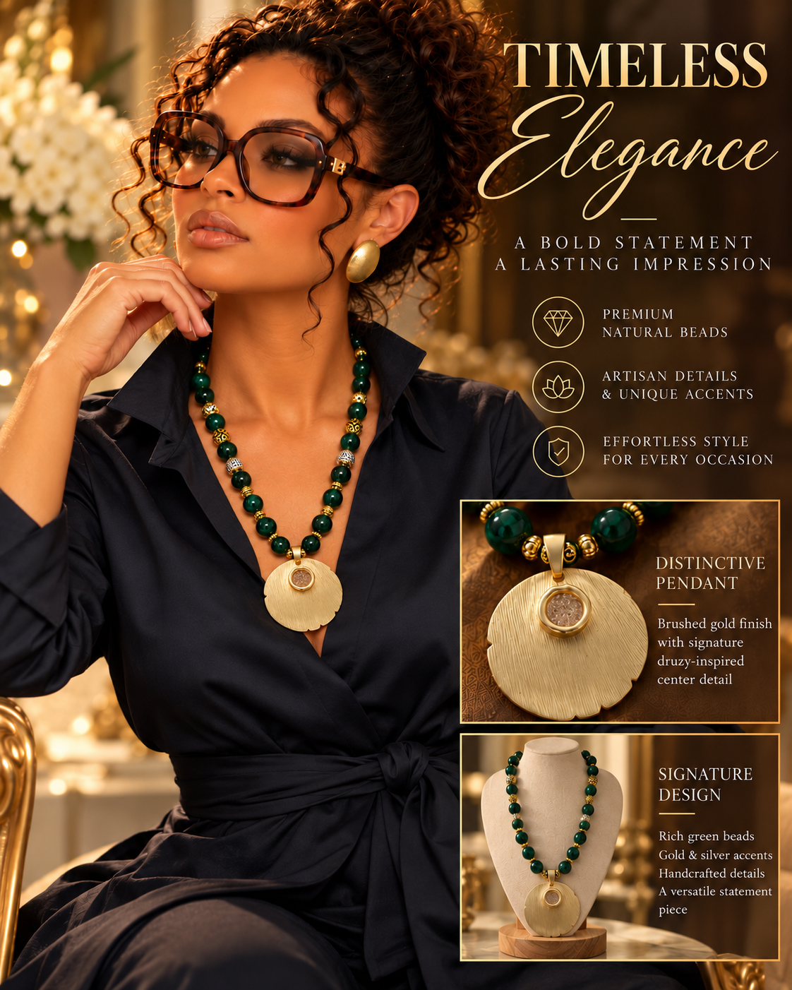 Zafira Verdant Medallion Necklace - ZOHARAS VOGUE