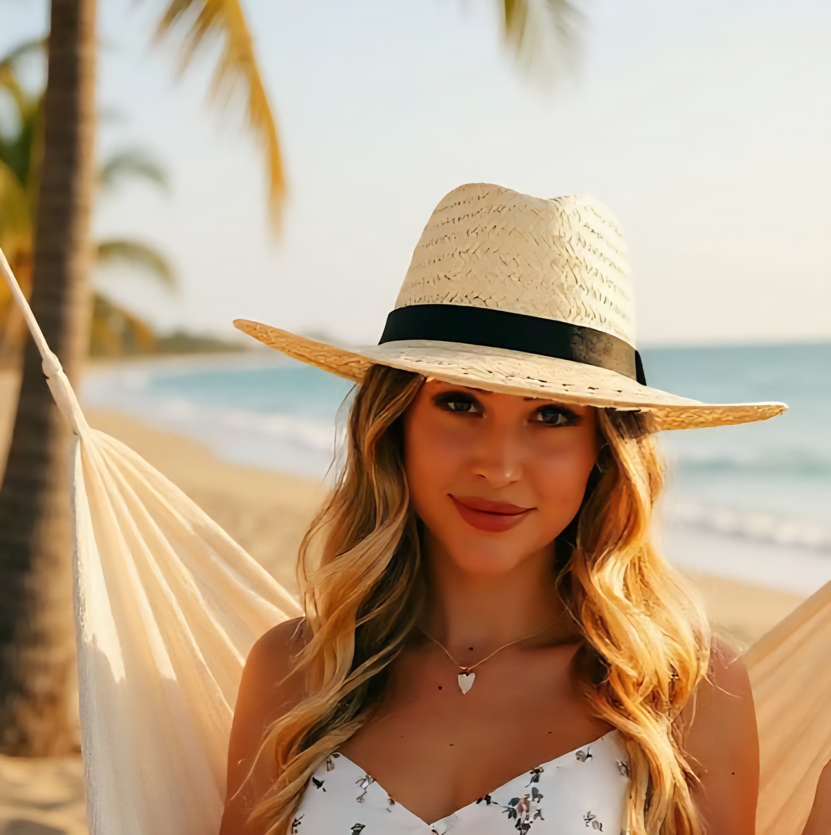 Straw sun hat with a basket weave pattern and wide brim. ZoharasVogue Collection